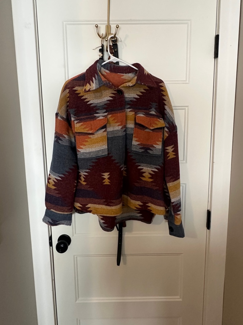 Aztec print button up jacket